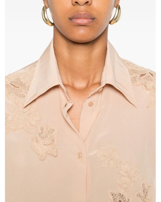 Ermanno Scervino Natural Floral Lace-Embellished Shirt