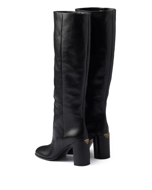 Prada Black Heeled Leather Boots