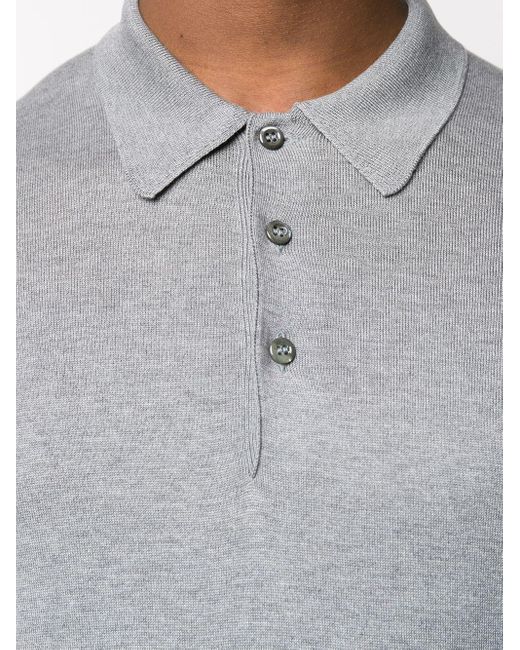 Barba Napoli Gray Knitted Polo Shirt for men