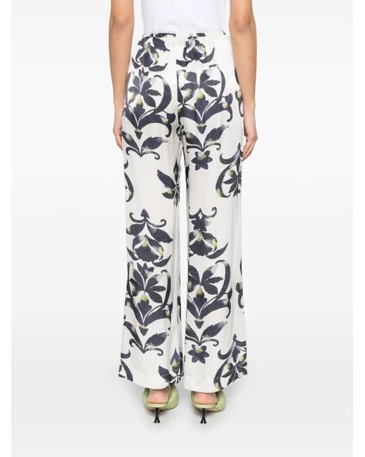 Forte_forte White Geometric-Print Trousers