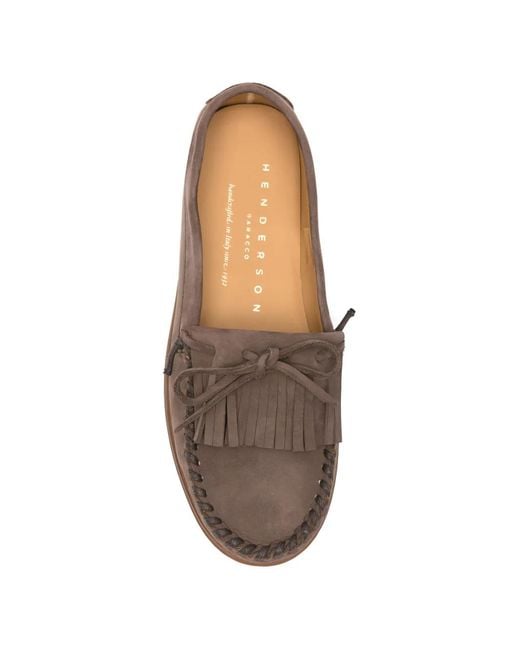Henderson Brown Tassia Fringed Nubuck Loafers