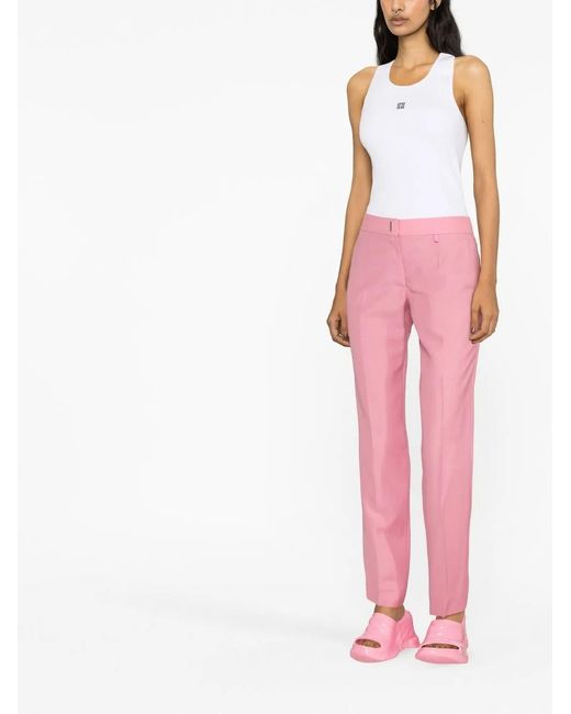Givenchy Pink Engraved-Detail Straight-Leg Trousers