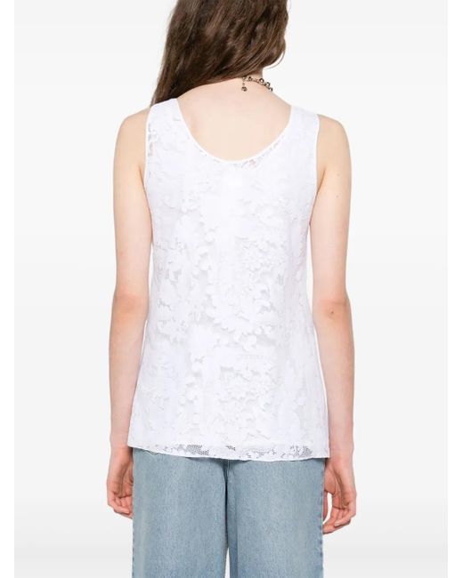 Max Mara White Lace-Detailing Top