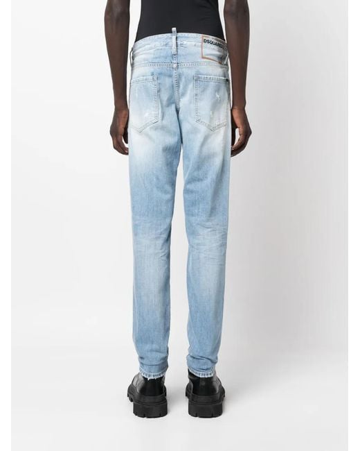 DSquared² Blue Low-Rise Slim-Fit Jeans for men