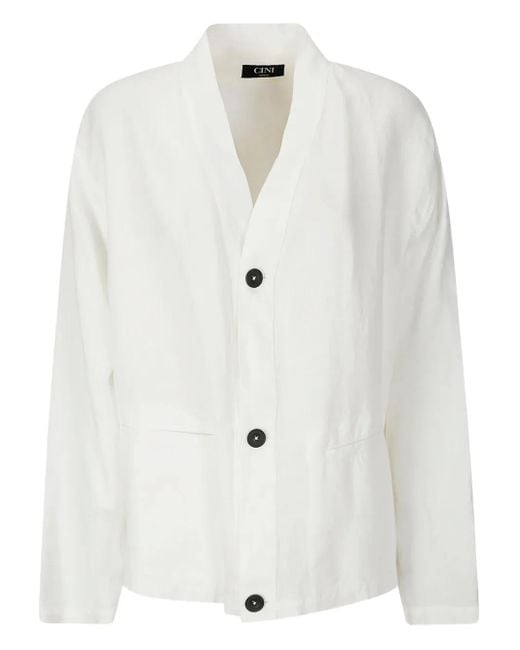Cini White Linen Jacket