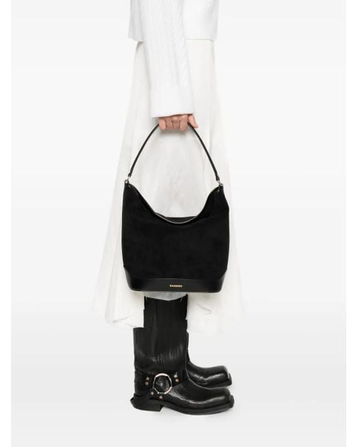 Sandro Black Suede-Leather Bucket Bag