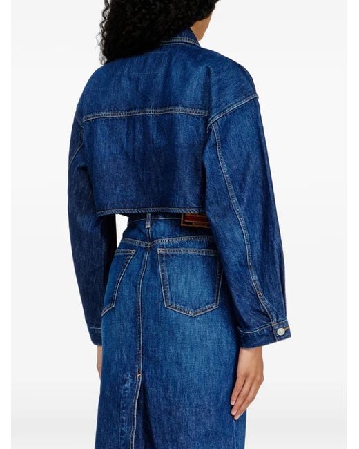 DIESEL Blue Cropped Oversized Denim Trucker Jacket