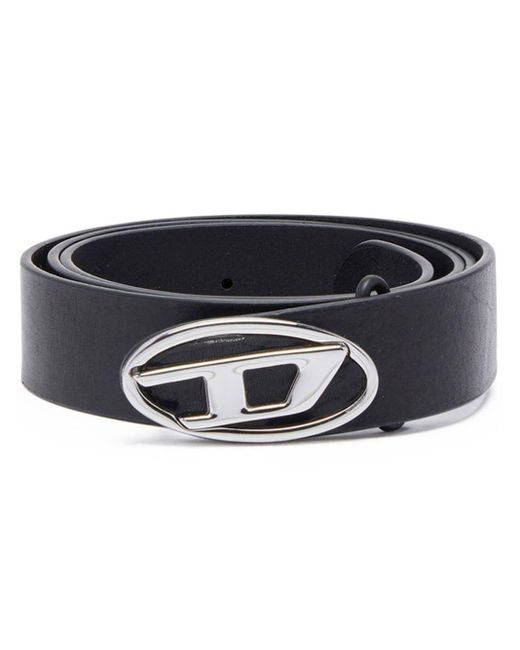 DIESEL Black 1dr Logo-buckle Belt for men