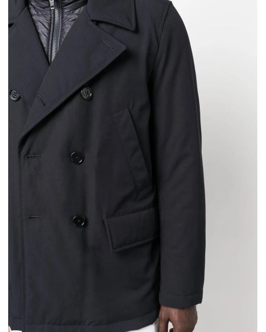 Fay Blue Quilted Double-Breasted Coat for men