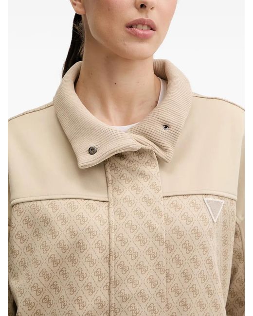 Guess Natural Monogram-Print Panelled Jacket