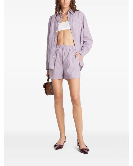Sporty & Rich Purple Striped Button-Up Shirt