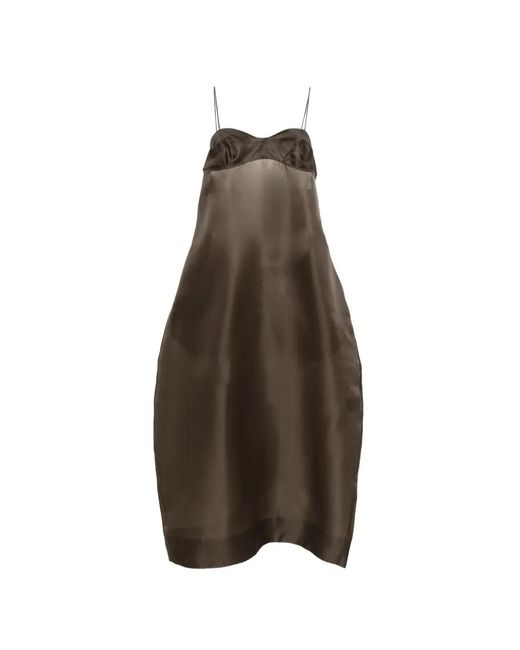 Rohe Brown Bustier Sheer Midi Dress