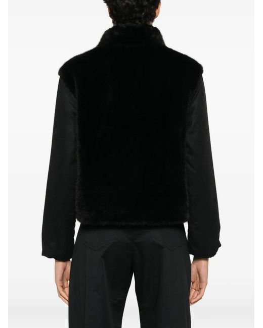 Herno Black Faux-Fur Panelled Jacket