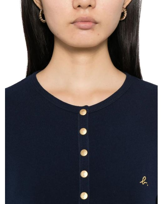 Agnes B. Blue Logo Snap Cardigan