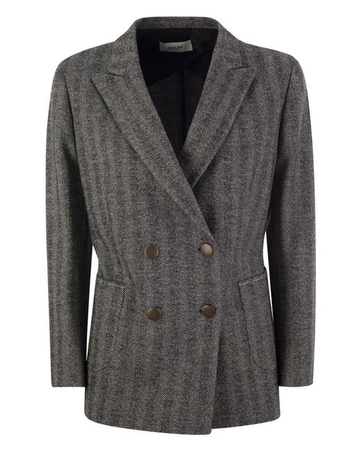 SAULINA Black Assunta Herringbone Blazer