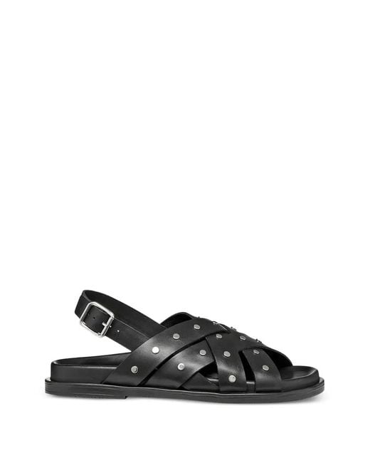 Geox Black Adelash Studded Crossover-Strap Sandals