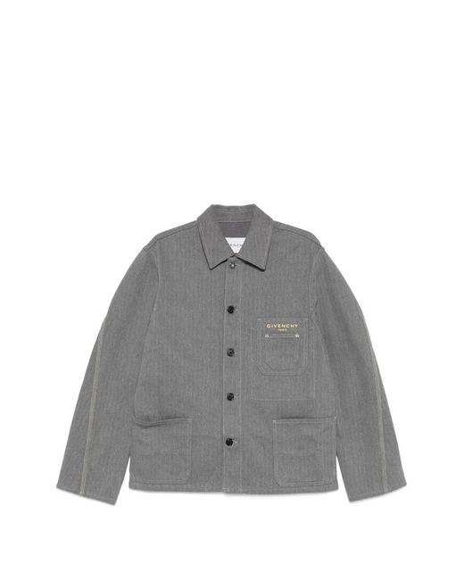 Givenchy Gray Pocket Cotton Shirt Jacket for men