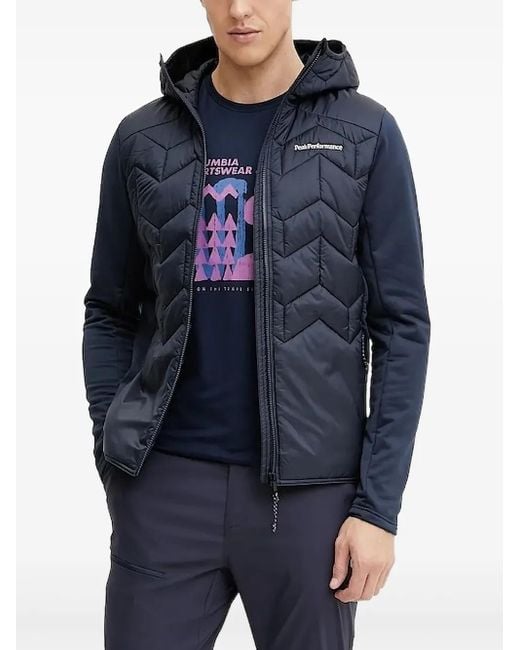 Peak Performance Blue Elevate Quilted Hooded Jacket for men