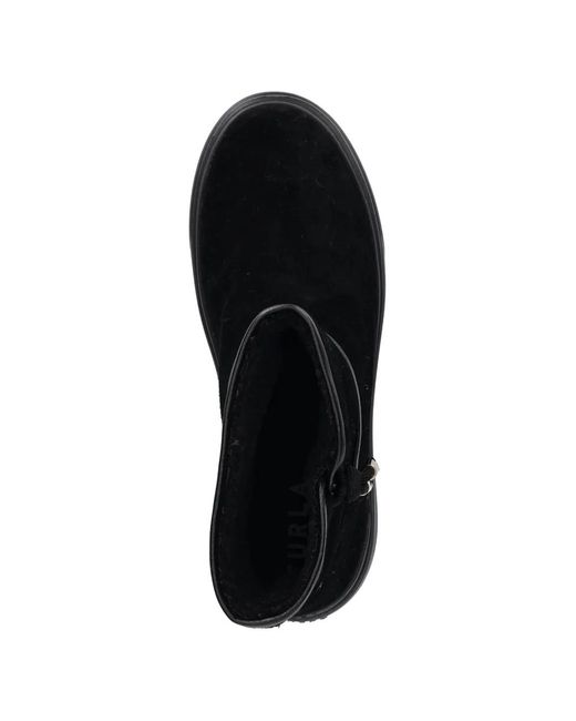 Furla Black Suede Heeled Boots