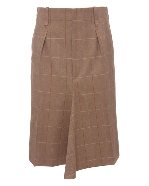 Victoria Beckham Brown Asymmetrischer Rock Mit Karomuster