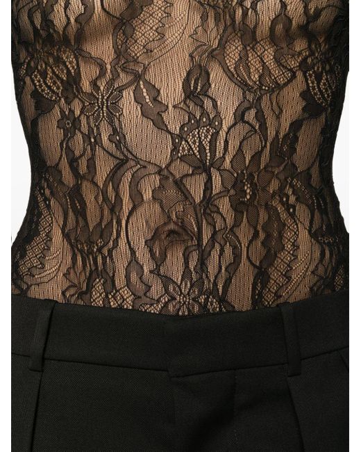 Wardrobe NYC Flowerpattern Chantillylace Bodysuit in Black Lyst