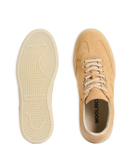 Woolrich Natural Doubleu Lace-Up Suede Sneakers