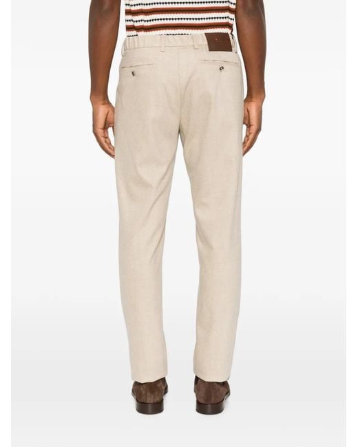 Kiton Natural Pleated Straight-Leg Trousers for men