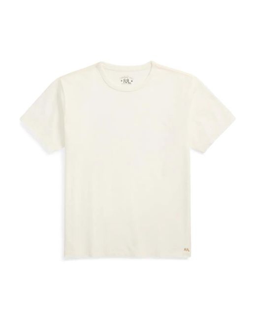RRL White Logo-Embroidered T-Shirt for men