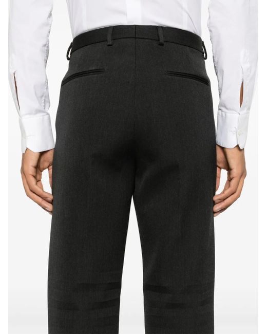 Gucci Black Logo-Embroidered Wool Trousers for men