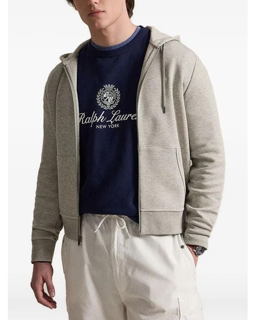 Polo Ralph Lauren Blue Logo-Embroidered Zip-Up Hoodie for men