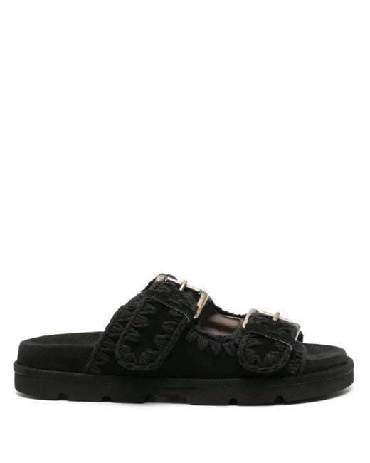Mou Black Bio Suede Sandals