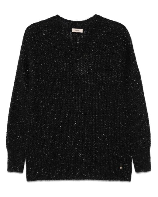 Herno Gebreide Trui Met Metallic-Effect in het Black