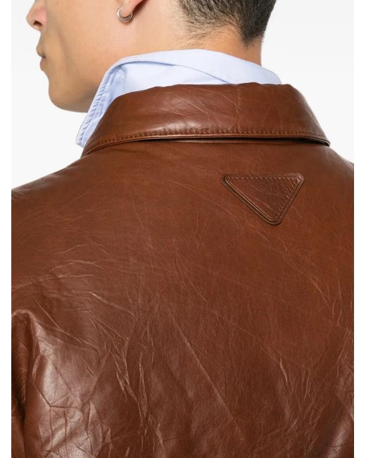 Prada Brown Quilted Leather Jacket for men