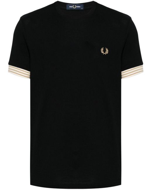 Fred Perry T-shirt Met Geborduurd Logo in het Black voor heren