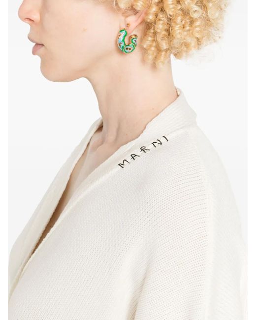 Marni White Logo-Embroidered Cardigan