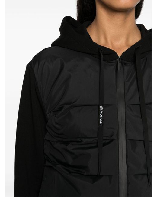 Moncler Black Quilted-panel Ribbed Jacket