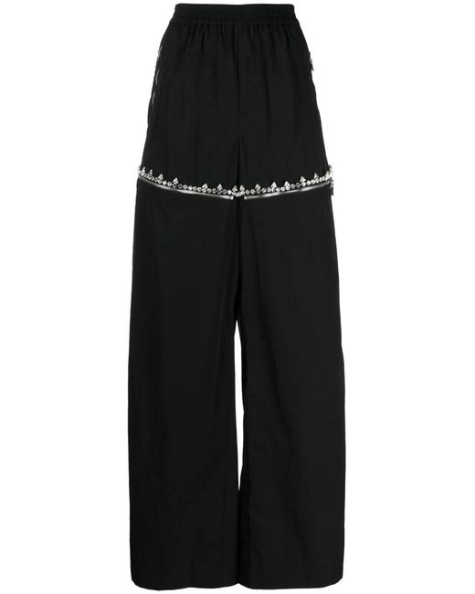 Area Black Crystal-embellished Wide-leg Trousers