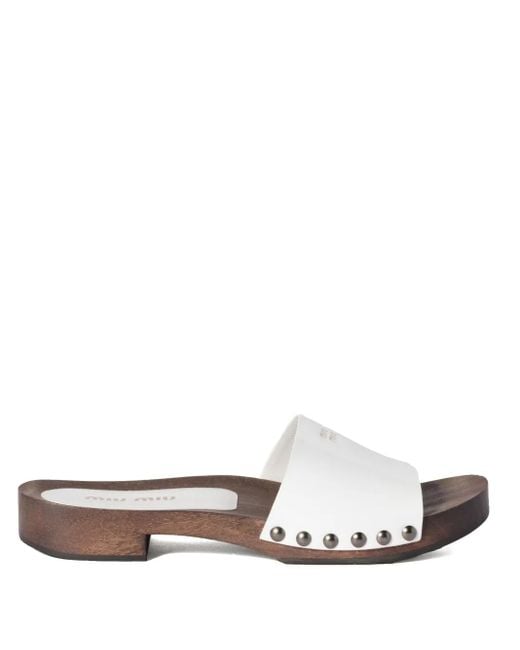 Miu Miu White Patent Leather Clogs