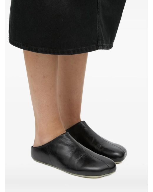 MM6 by Maison Margiela Brown Mules En Cuir À Détails De Coutures
