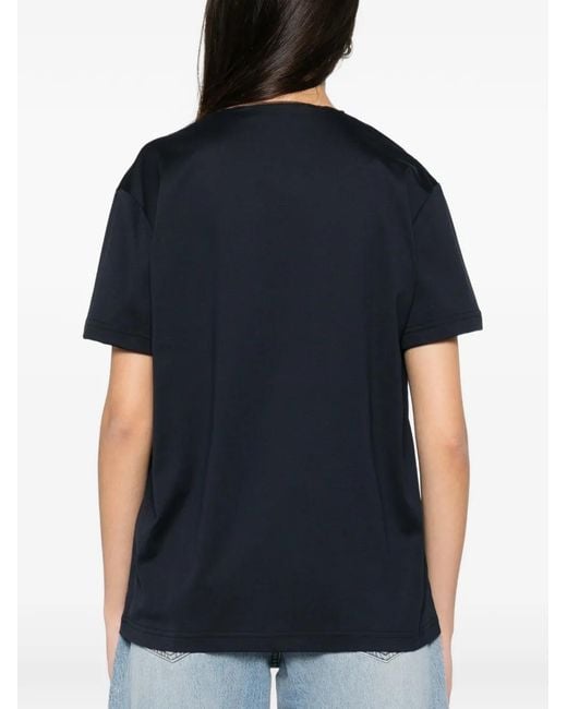 Fabiana Filippi Black Mesh-Trim V-Neck T-Shirt