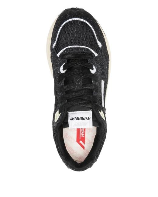 Autry Black Hyperway Glitter-Effect Sneakers