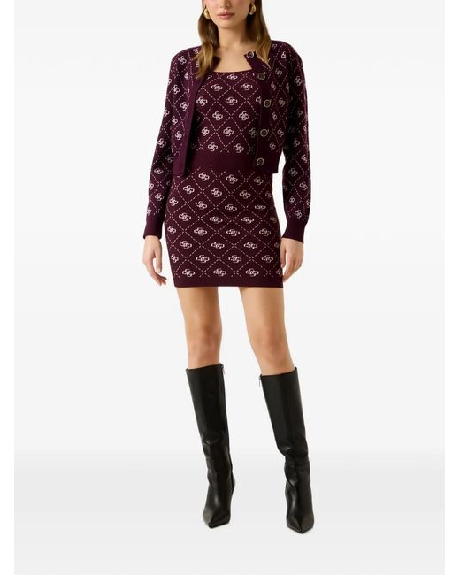 Guess Red Cardigan À Motif Monogrammé