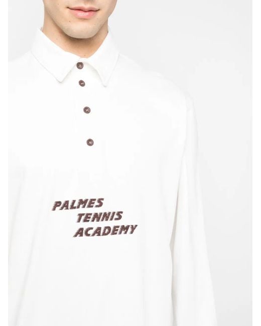 Palmes White Logo-Print Button-Up Sweatshirt for men