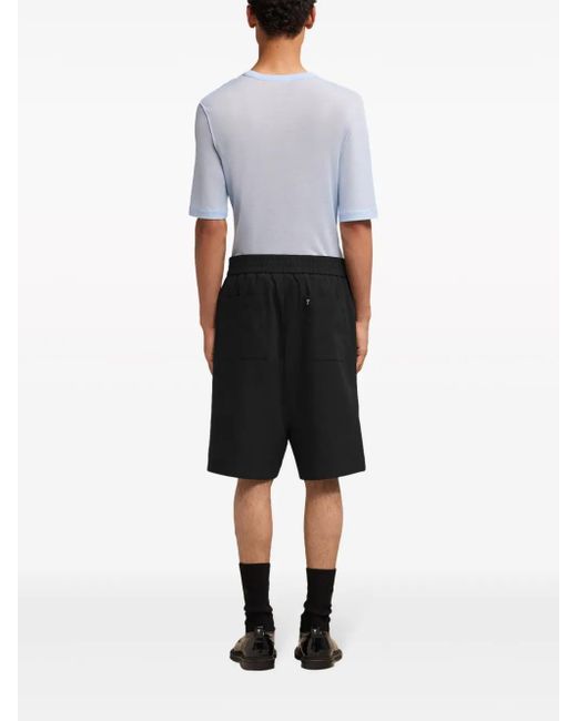 AMI Black Elasticated Waist Bermuda Shorts for men
