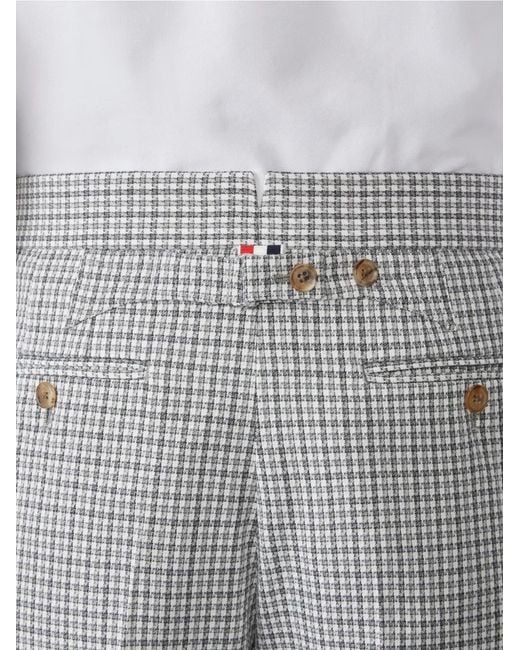 Thom Browne Gray Wool Pique Gunclub Check Double Needle Stitch Trousers for men