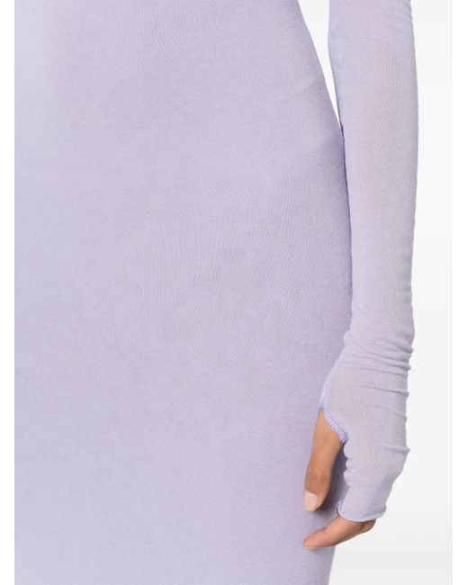 MANURI Purple Off-Shoulder Fine-Knit Dress