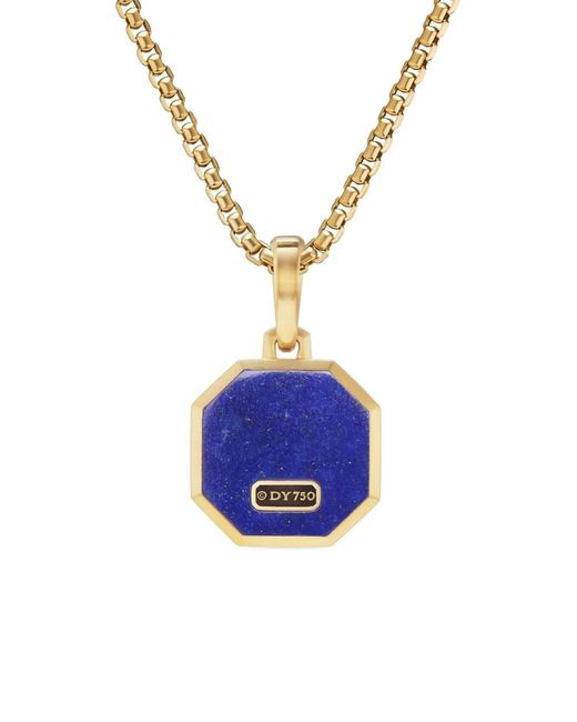 David Yurman Blue 18Kt Faceted Lapis Lazuli Amulet (16Mm) for men