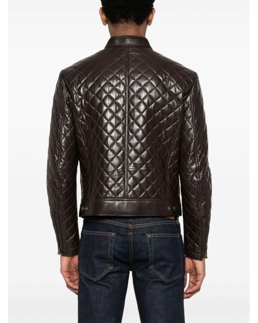 Tom Ford Black Quilted Leather Jacket for men