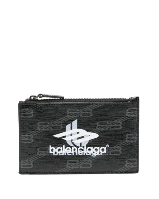 Portefeuille en cuir à logo imprimé Balenciaga pour homme en coloris Black