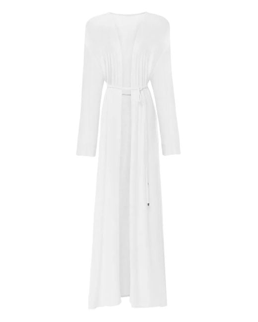 ANNAFOXY White Maxi Belted Cardigan
